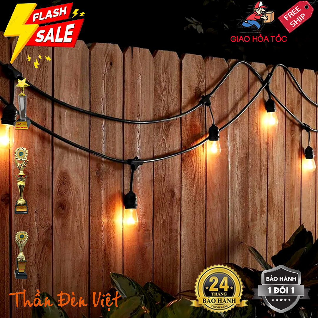 Đèn dây năng lượng mặt trời Thái Lan bóng Led decor, dây dài 10M, 20 bóng đèn