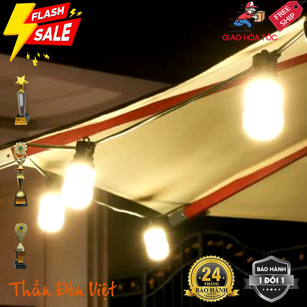 Đèn dây trang trí năng lượng mặt trời Thái Lan, dây dài 7M, 10 bóng đèn