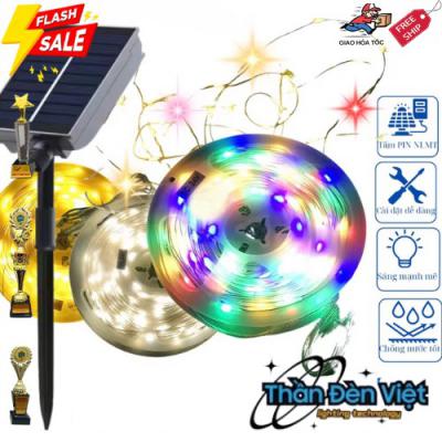 Đèn led dây trang trí sân vườn năng lượng mặt trời 20 mét đa sắc