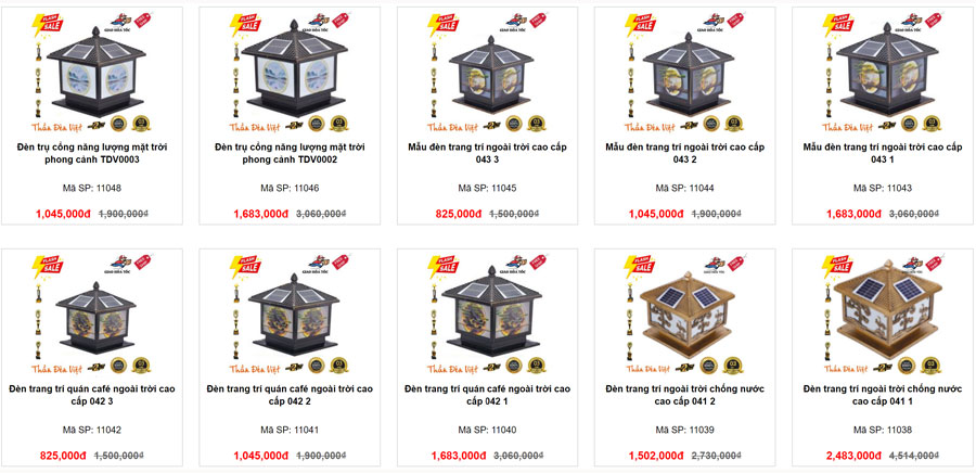 Báo giá đèn trụ cổng năng lượng mặt trời