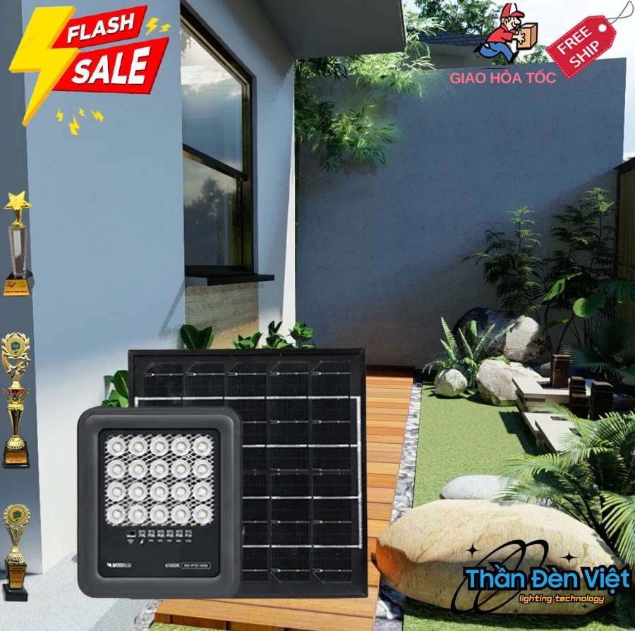 Đèn pha năng lượng mặt trời 100W Đèn pha năng lượng mặt trời 100W